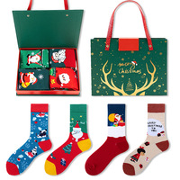 Coffret cadeau de Noël chaussettes en gros unisexe bonhomme de neige chaussettes de Noël en coton doux respirant couples hiver chaud chaussettes de Noël