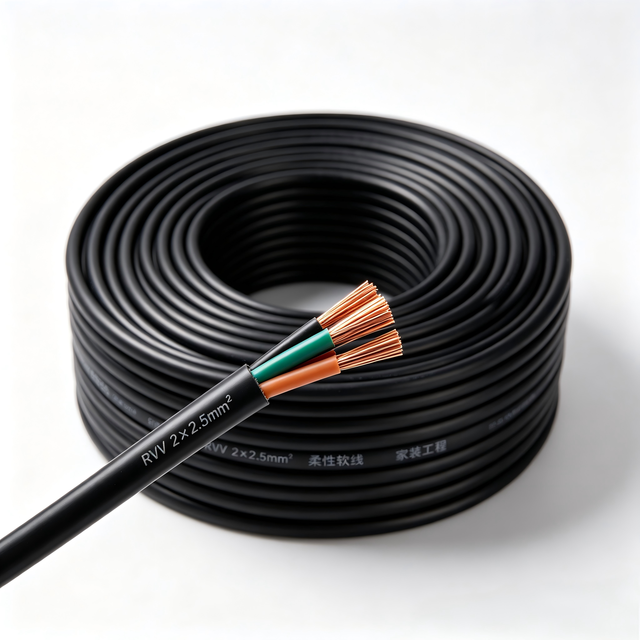 RVV 14AWG PVC Stranded Copper Core 300/500V Flexible Power Cable with IP68 Rating for Auto Industrial Building Use