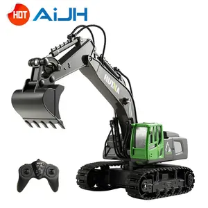AiJH 11 canales excavadora de Control remoto 2,4G R/C camión de Metal Radio Control excavadora vehículo de ingeniería juguetes para niños