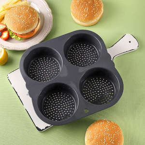 Molde para Hornear Befair 2023, Nuevo Diseño, 4 Cavidades, Ecológico, Negro, Herramientas para Hornear, Molde para <span class=keywords><strong>Pan</strong></span> y Hamburguesas - Product Image 1