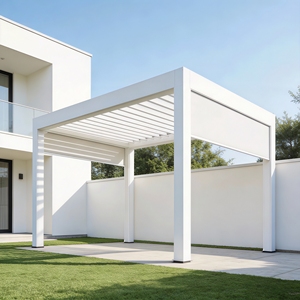 Customized Waterproof <strong>Wicker</strong> Frame Aluminum Pergola, Electric Louvered Design for Garden Leisure &amp; Outdoor Pavilion Use - Product Image 1