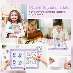 Carpeta Organizadora <span class=keywords><strong>de</strong></span> Pegatinas Reutilizable A5/A6 con Cierre, Páginas Transparentes para Colección y Almacenamiento <span class=keywords><strong>de</strong></span> Pegatinas - Product Image 6