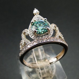 1.42ct Belle Moissanite Monili <span class=keywords><strong>Della</strong></span> Pietra Preziosa 925 Sterling Silver Verde Anello di Moissanite/Moissanite Anello <span class=keywords><strong>Corona</strong></span>/moissanite del diamante gioiello - Product Image 3