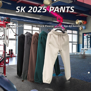 SK 2025 400G Heavyweight Fleeced Fabric Pants Solid Color Custom Print Mid Elastic Waist Basic <b>Sports</b> Casual - Product Image 2