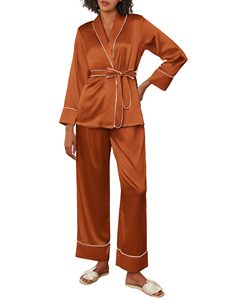 Ensembles de chemise de nuit pour femmes personnalisés motif de rayonnes lisses et soyeuses chemises de nuit et shorts deux pièces polyvalents - Product Image 2