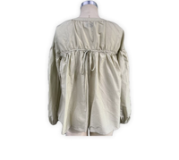 Blus Wanita Berkualitas Tinggi, Formal, Bahan Nylon Solid, Bernapas, Lengan Panjang Mengembang, Tali Serut, Punggung Terbuka, Kerah O, Ruffle