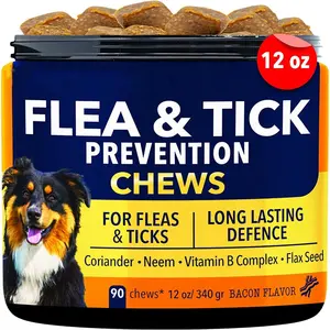 Flaxseed and vitamin complex Flea and tick chewable pet repellent supplement for dogs