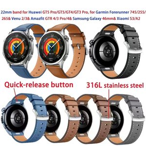 Correa de <span class=keywords><strong>Reloj</strong></span> Deportiva/Afín de Negocios Ajustable de Cuero Sintético de 22 mm, Correa con Hebilla de Pin, Diseño de Bucle Deportivo, Relojes Inteligentes <span class=keywords><strong>Amazfit</strong></span> - Product Image 1