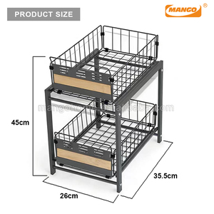 Organizzatore a Due Ripiani con Cassetto <span class=keywords><strong>Estraibile</strong></span> in Metallo per <span class=keywords><strong>Cucina</strong></span> e Ufficio - Product Image 2