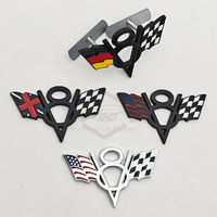 Emblème de voiture de course 3D en métal V8 USA UK Allemagne, logo du drapeau national, autocollant pour aile latérale, coffre arrière, pour Jeep GMC Ford Chevrolet