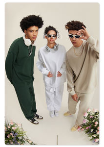 H5427カスタムロゴグラフィックパターン高品質440グラムコットンブレンドフレンチテリー裏地クルーネックブランクスウェットシャツ - Product Image 6