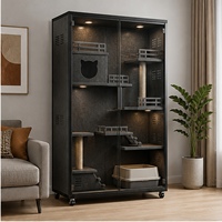 Enclos pour chat d'intérieur moderne et sur mesure, avec structure en bois, meuble pour chat, bac à litière, étagères d'escalade, griffoirs, OEM ODM