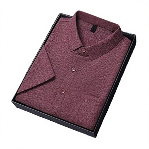 Camisa de Negocios para Hombre de Verano, Sólida, Transpirable, de Seda de Morera Tejida, Mezcla de Lino y Poliéster, Manga Corta, con Botones Delanteros, 180g - Product Image 3