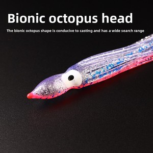 Señuelo de pulpo luminoso hueco y colorido con estampado biónico, 12cm 4g, cebo artificial blando de calamar multitanqueles sin anzuelos para marlín - Product Image 3
