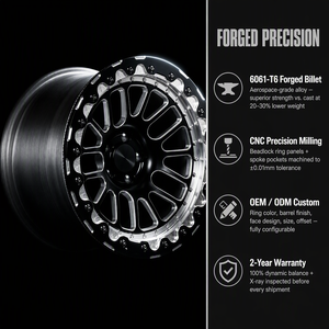 Nouvelles jantes en aluminium forgé Beadlock OEM personnalisées de 15 à 26 pouces 5x114.3/5x130/6x139.7/5x120, finition brossée, concaves et usinées - Product Image 3