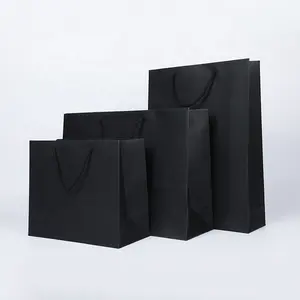 Negro personalizado conveniente y económico desechable biodegradable sac en papel kraft pas cher de la bolsa de papel