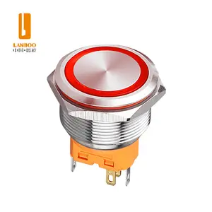 LANBOO 25A Metal Button Switch with 25mm Installation Diameter, 1NO1NC/2NO2NC,Regular Series,