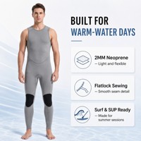 Combinaison de plongée longue en néoprène gris 2 mm pour homme, idéale pour la plongée en apnée, le surf, le paddle board, le SUP et le kayak en été