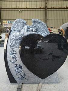 Детская Статуя Ангела полированная похоронная надгробия надгробие с резным черным сердцем - Product Image 3