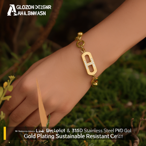 สร้อยข้อมือแฟชั่นแบบโซ่ 316L สแตนเลสสตีล ชุบทอง PVD ดีไซน์ทนทานและเป็นมิตรต่อสิ่งแวดล้อม - Product Image 3