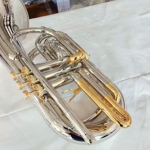 Trompeta Tenor Profesional de Marcha en Sib, <span class=keywords><strong>con</strong></span> Tres Válvulas de Pistón, Acabado Plateado, Material de Latón, Venta al por Mayor del Fabricante - Product Image 4