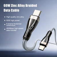 Cable de Carga Rápida PD de 60W Tipo-C, Carcasa Reforzada de Aleación de Zinc y Capa Exterior Trenzada para iPhone 17 Pro Max