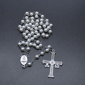 Collier de chapelet de perles avec pendentif croix, qualité AA, pour cérémonies religieuses, origine Zhejiang - Product Image 1