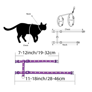 Teemerryca猫の襟ハーネスとリーシュセット屋外ウォーキングエスケーププルーフ調整可能ソフト安全ストラップスタームーンデザイン - Product Image 2