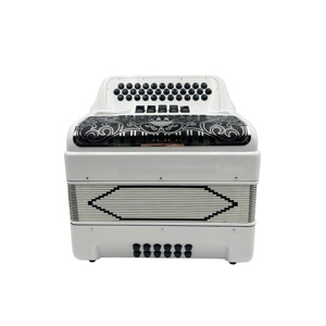 Acordeón Diatónico Profesional SEASOUND OEM JB3412D, 34 Botones, 12 Bajos, 5 Registros, Color Blanco Brillante con Parrilla Plateada y Negra - Product Image 2