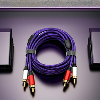 Cable de Audio Estéreo 2RCA a 2RCA, Cable RCA con Revestimiento de Oro y Trenzado de Nailon, Doble Blindaje, Cable Adaptador Auxiliar para Auto y Subwoofer