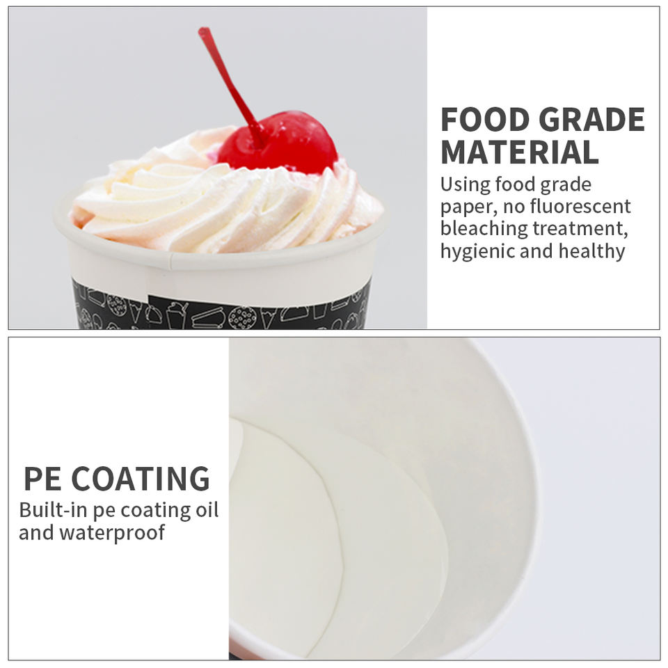High quality disposable custom printed ice cream paper cup with plastic lids