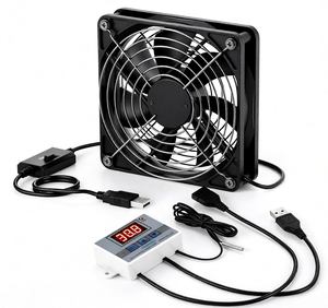 120-mm-USB-Lüfter, digitaler Temperaturregler, 5-V-Elektroniklüfter, 1500 U/min, einstellbare Geschwindigkeit, Metallschutz für PC, Laptop, Router - Product Image 1