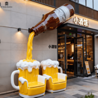 Sculpture géante personnalisée en fibre de verre de chopes à bière, modèle réaliste surdimensionné, accessoire pour bar, pub, magasin, vitrine, décoration extérieure