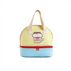 Sac à déjeuner isotherme en nylon 10L écologique avec fermeture éclair, résistant à l'eau, durable pour le bureau et l'école, bleu à carreaux - Product Image 2