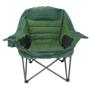 Chaise de camping de luxe surdimensionnée avec poche latérale et porte-gobelet, cadre métallique pliable, capacité de 180 kg pour adultes, pêche et pique-nique - Product Image 1