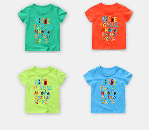 Nouveauté été, t-shirt à manches courtes en coton confortable pour garçons et filles de 2 à 7 ans, impression de lettres, vente en gros - Product Image 2