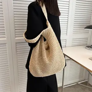 Wholesale Large Capacity Moroccan Summer Holiday Beach Bag Women's Handmade Woven Tote Bags Swimming Shoulder Bag