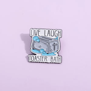 活笑烤面包机沐浴珐琅别针搞笑黑暗幽默创意金属胸针翻领背包徽章饰品礼品送给朋友 - Product Image 3