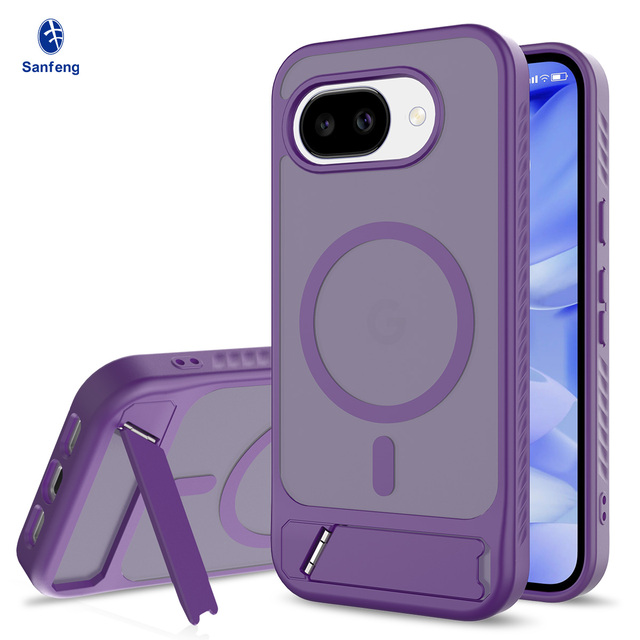 google pixel 10A Mobile Phone case with Magnetic Strip Stand Shockproof Shell Frosted Semi-transparent for google 7 8 9 10 Pro