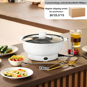 Cuisinière à riz électrique 2 en 1 et marmite à fondue avec revêtement antiadhésif, couvercle en verre trempé, capacité de 3 L pour usage domestique, en dortoir et en hôtel - Product Image 3