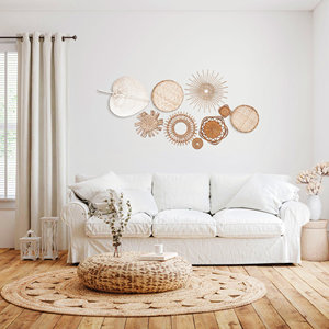 Set of 9 Piece Rattan Bamboo <b>Wall</b> <b>Decor</b> Boho <b>Nursery</b> Living Room Bedroom Office Eco Friendly Vietnam - Product Image 4