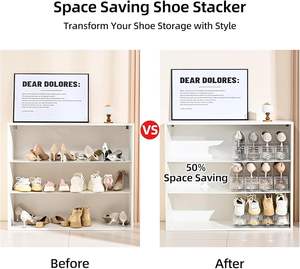 Organizador de Zapatos con Ranuras, Zapatero Ajustable de Tres Niveles, Apilador de Zapatos - Product Image 2