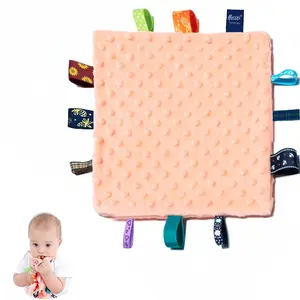 2022 neutral factory supplier newborn RTS 300gsm organic baby security blanket toy with props card