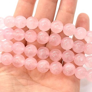 Vente en gros de pierres précieuses de quartz rose lisses de haute qualité de 4mm pour la fabrication de bijoux - Product Image 1