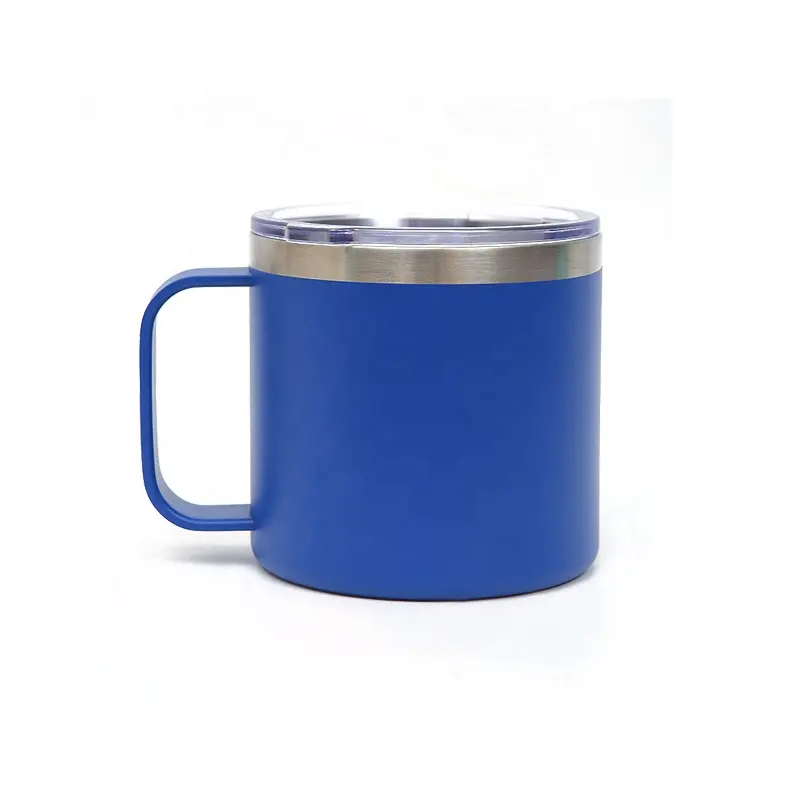 Taza de café de doble pared de 360ml, vaso térmico antiquemaduras de acero inoxidable para té, tazas de agua de leche portátiles con mango