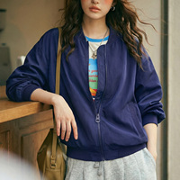 Blouson Bomber Léger Maden pour Femme, Style Vintage Américain, Col Montant, Vêtement de Travail Décontracté, Manteau de Printemps Tendance 2026