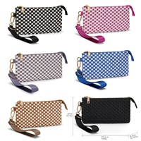 Pochette tendance 2026 en cuir PU tressé à motif écossais, portable, pour femme, avec dragonne, cadeau idéal pour elle