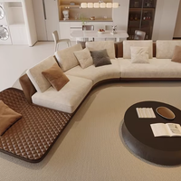 Ensemble de Canapés, Fauteuils Trône et Ottomans sur Mesure, de Luxe, Qualité Commerciale pour Hall d'Hôtel, en Cuir Véritable Moderne pour Appartement et Salon