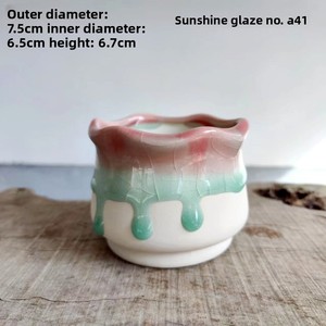 Maceta de cerámica duradera <span class=keywords><strong>con</strong></span> efecto craquelado controlado, color blanco melocotón, para plantas verdes pequeñas, diseño simple y creativo, Bingxin. - Product Image 3