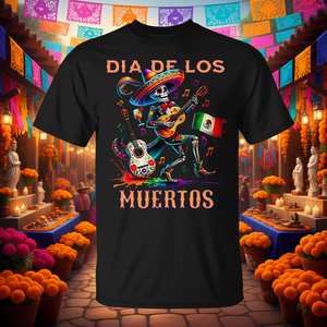 T-shirt Dia De Los Muertos Sugar Skull Halloween pour adulte unisexe noir - Product Image 3